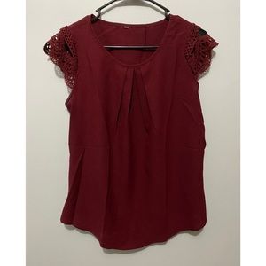 Maroon lace cap sleeve blouse